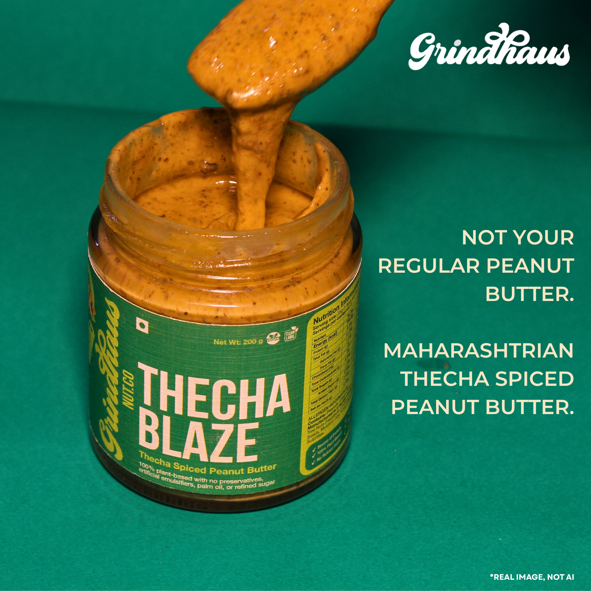 Thecha Blaze – Spicy Green Chili & Garlic Peanut Butter - 200 Grams
