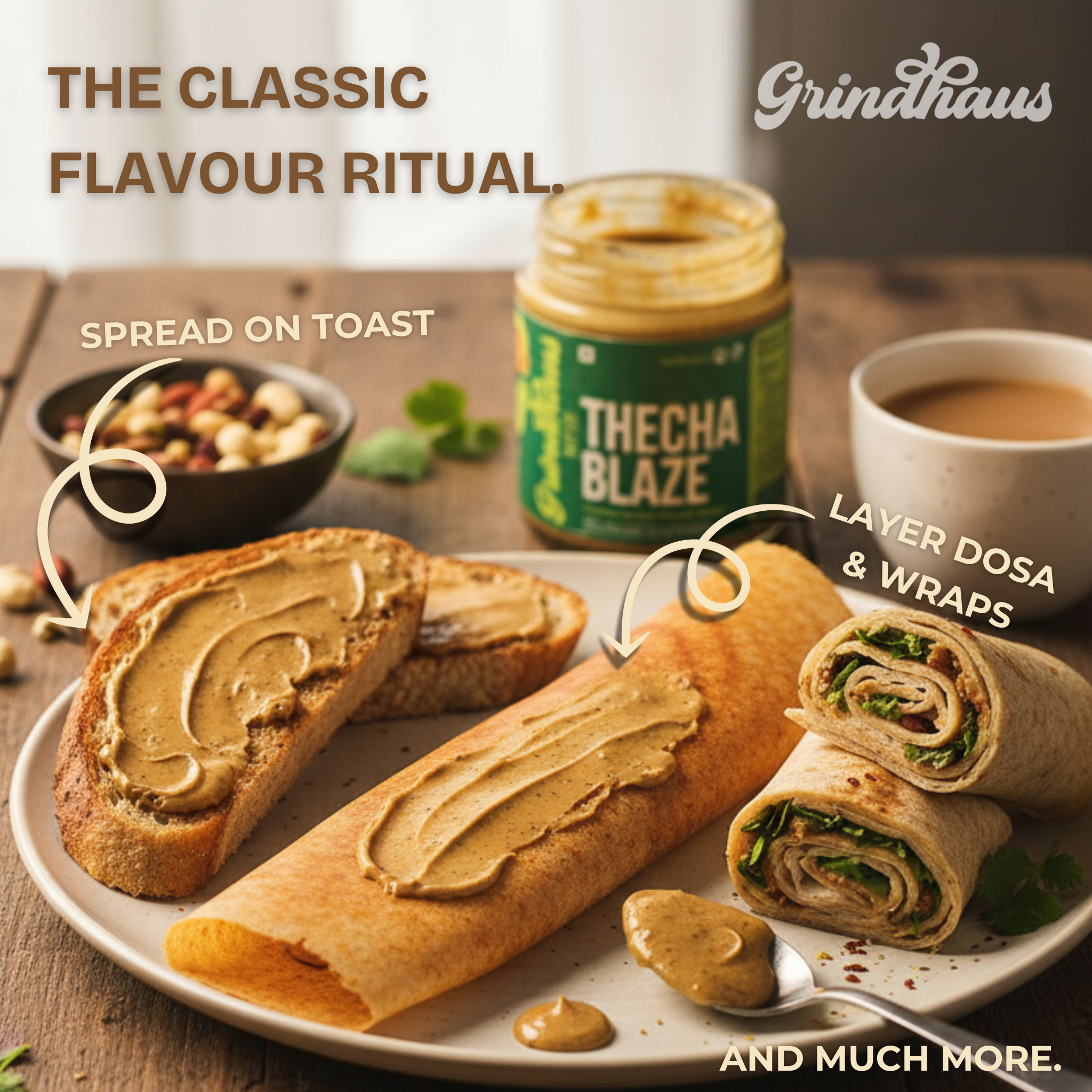 Thecha Blaze – Spicy Green Chili & Garlic Peanut Butter - 200 Grams