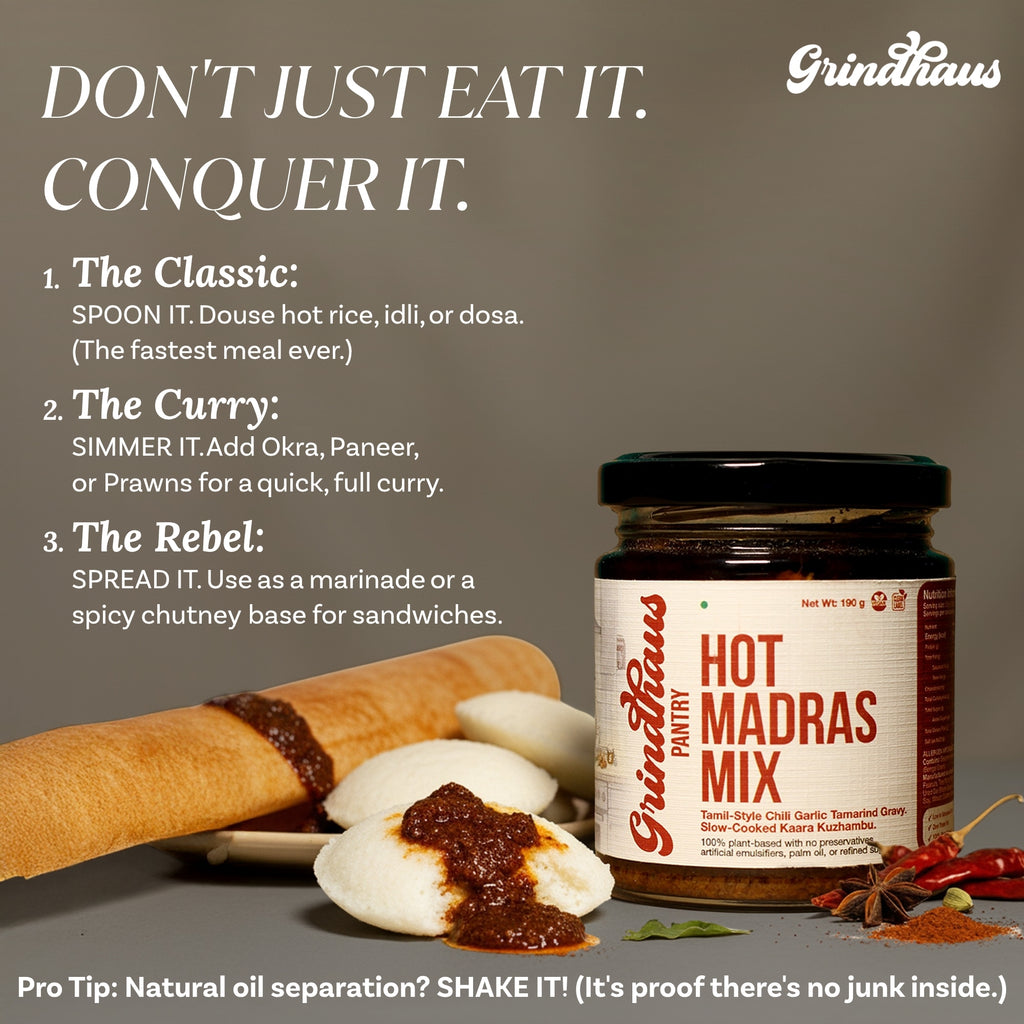 Hot Madras Mix – Tamil-Style Kara Kozhambu (South Indian Tamarind & Chili Gravy Base) - 200 Grams