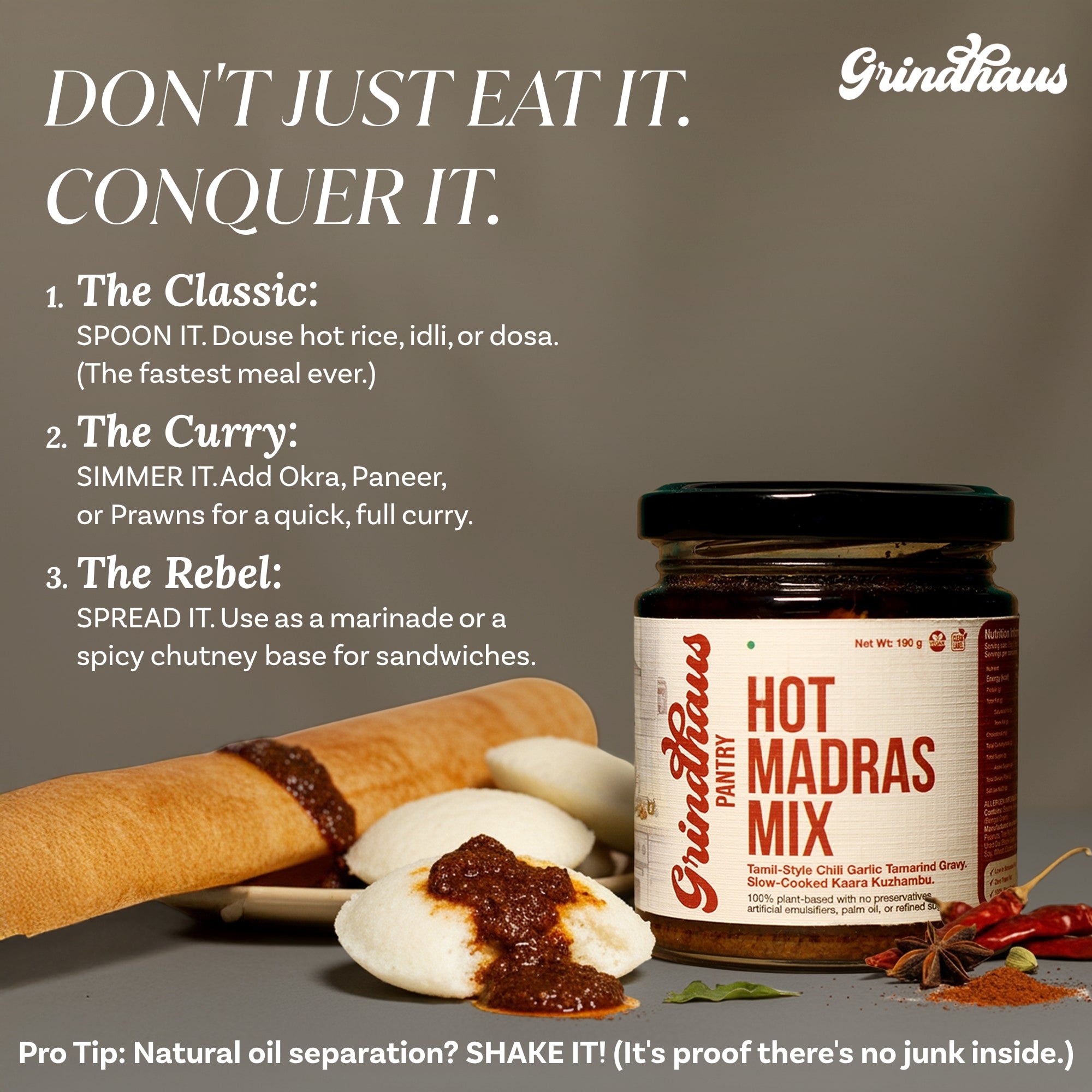 Hot Madras Mix – Tamil-Style Kara Kozhambu (South Indian Tamarind & Chili Gravy Base) - 200 Grams