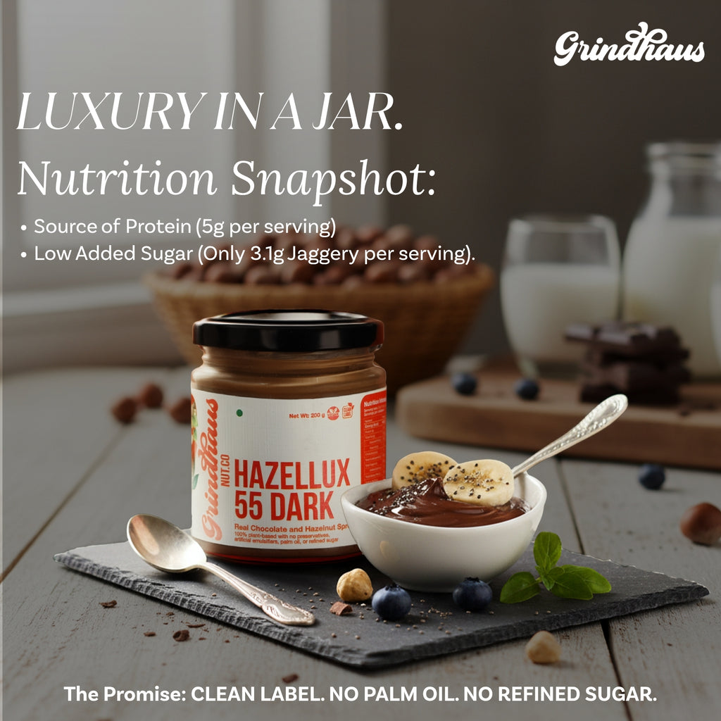 Hazellux 55 Dark – Gourmet Chocolate Hazelnut Spread - 200 Grams