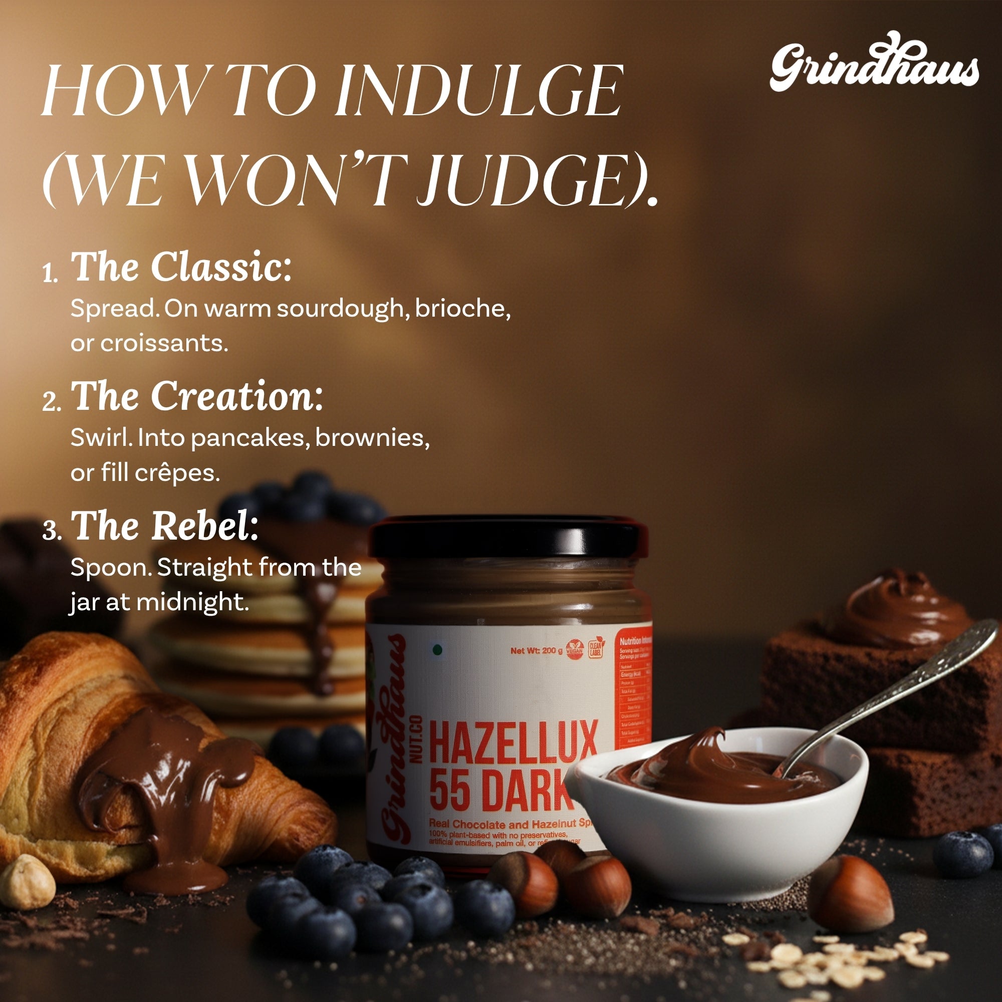 Hazellux 55 Dark – Gourmet Chocolate Hazelnut Spread - 200 Grams