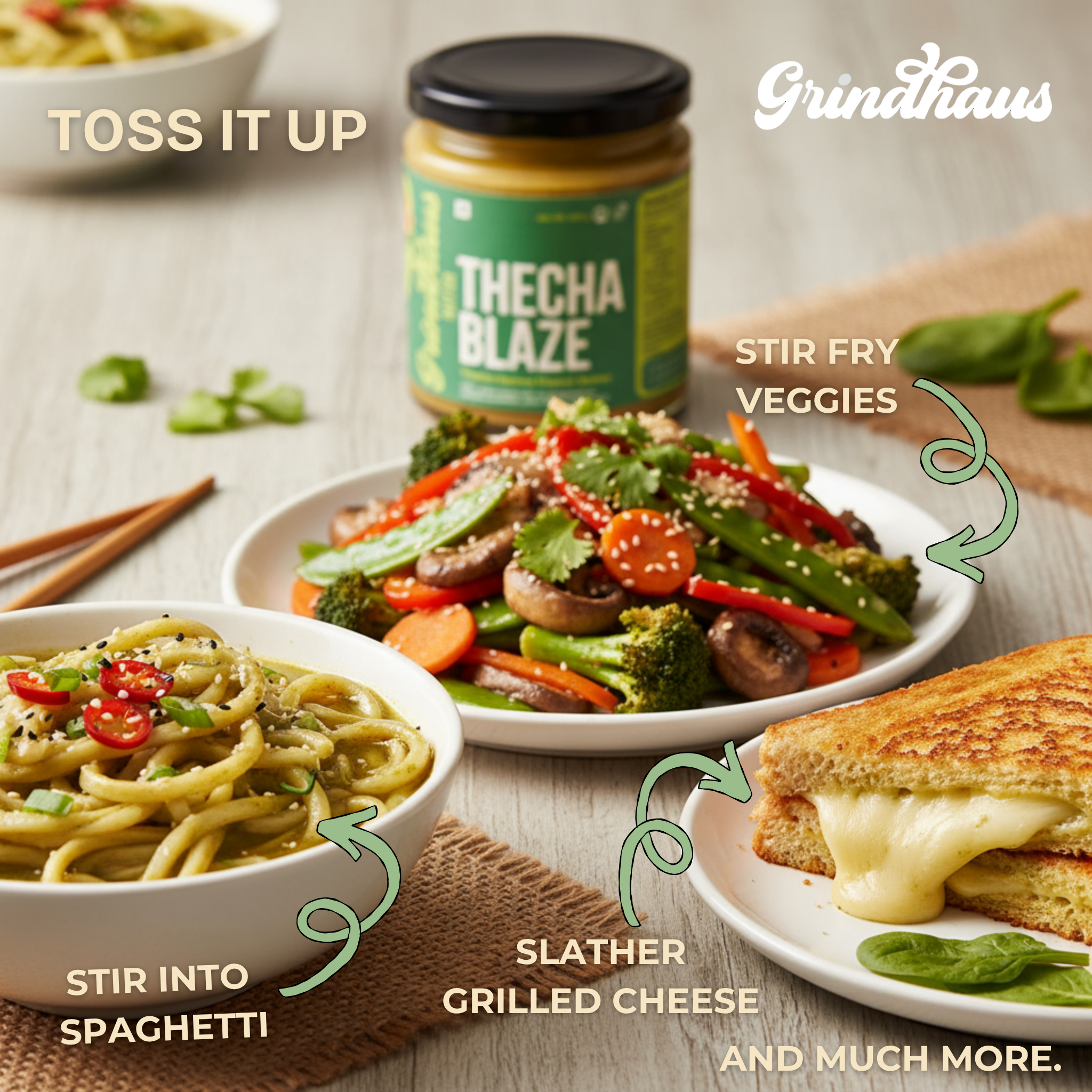 Thecha Blaze – Spicy Green Chili & Garlic Peanut Butter - 200 Grams